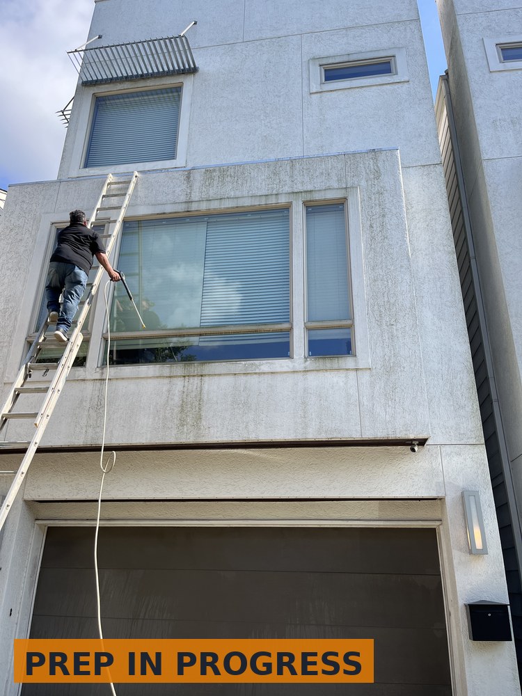 Exterior pressure washing before painting